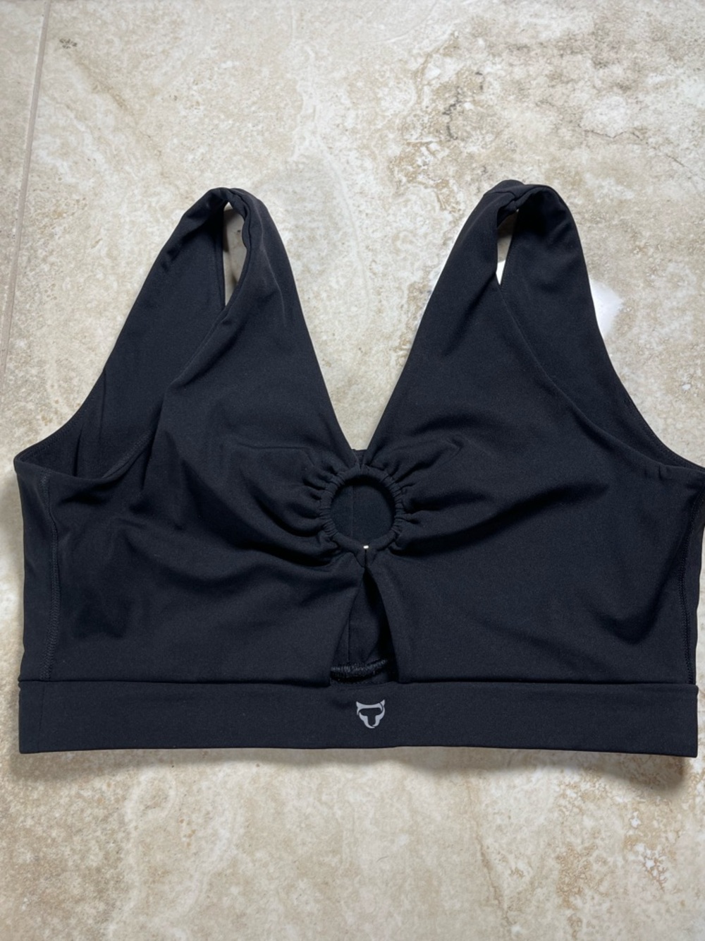 Black Tom Tiger Silver Ring-Detail Sports Bra Supportive Activewear Large